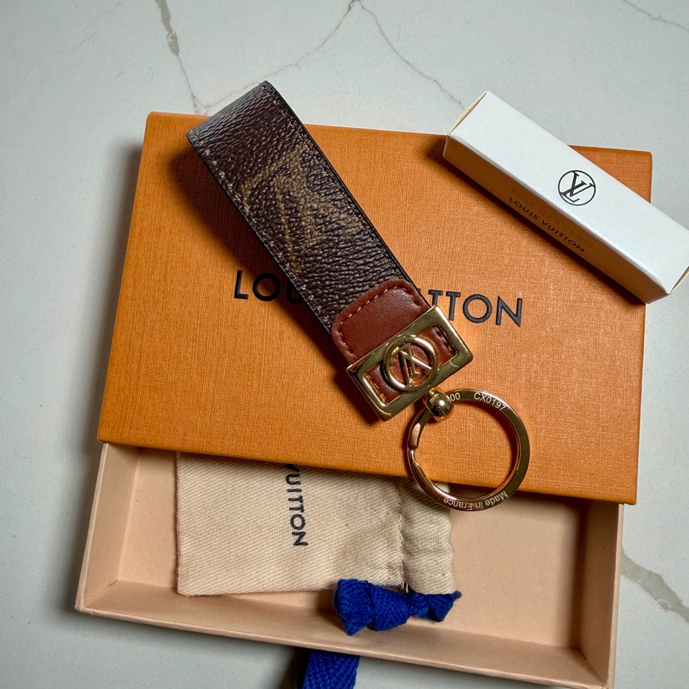 Louis Vuitton Brown Monogram Key Holder Strap with Gold Hardware